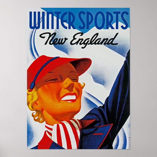 Affiches Sports d'hiver Nouvelle Angleterre (Devant)