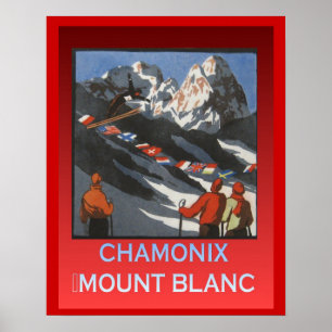 Affiches Sports d'hiver vintages, bâti Blanc de la France