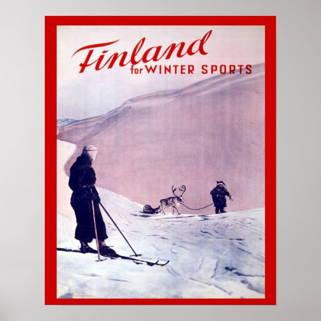 Affiches Sports d'hiver vintages, Finlande (Devant)