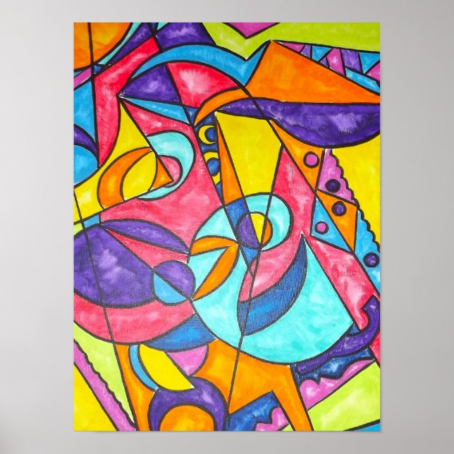 Affiches Squawing D'Oiseaux Dans Le Bauhaus Moderne Et Arbr (Devant)