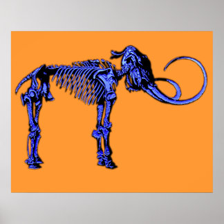 Affiches Squelette de mammouth bleu