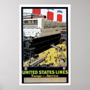 Affiches ss Leviathan at Dock - United States Lines