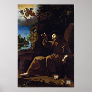 Affiches St Francis d'Assisi a consolé par un ange