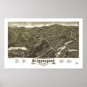 Affiches St Johnsbury Vermont 1884 Carte panoramique antiqu