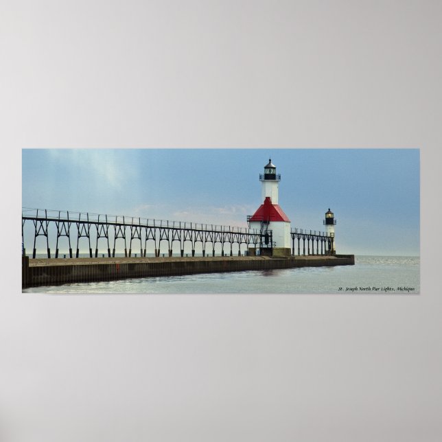 Affiches St. Joseph North Pier Lights, Michigan (Devant)