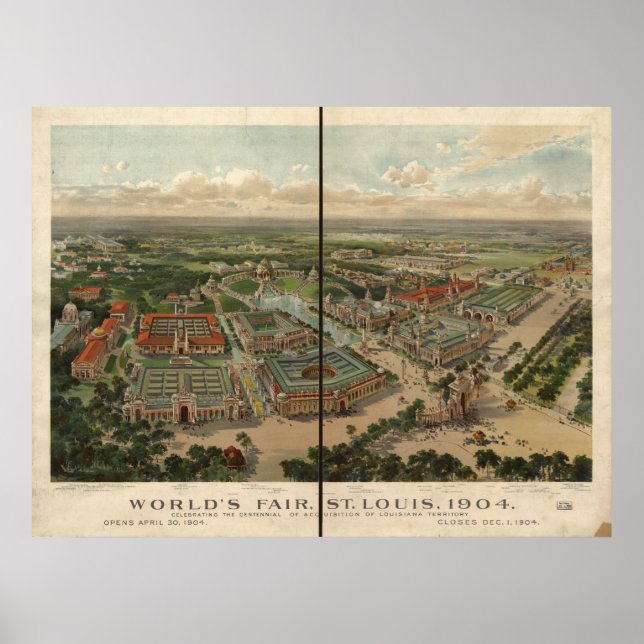 Affiches St Louis 1904 World's Fair Expo Antique Panorama (Devant)