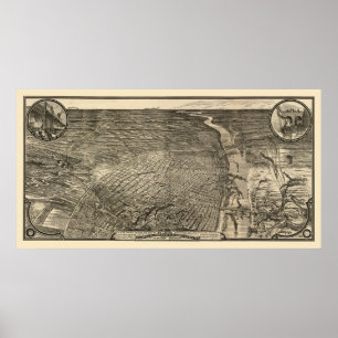 Affiches St Louis, carte panoramique de MOIS - 1876