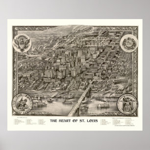 Affiches St Louis, carte panoramique de MOIS - 1907
