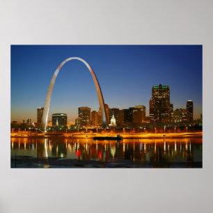 Affiches St. Louis Missouri sur le Mississippi par nuit