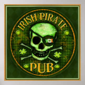 Affiches St Patrick's Day Pirate Pub Crâne Art Imprimer Pos