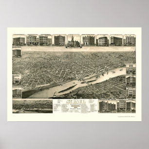 Affiches St. Paul, MN Carte panoramique - 1883
