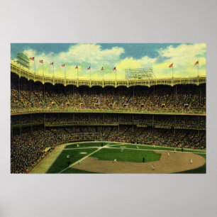 Affiches Stade de baseball de sports vintage avec des foule