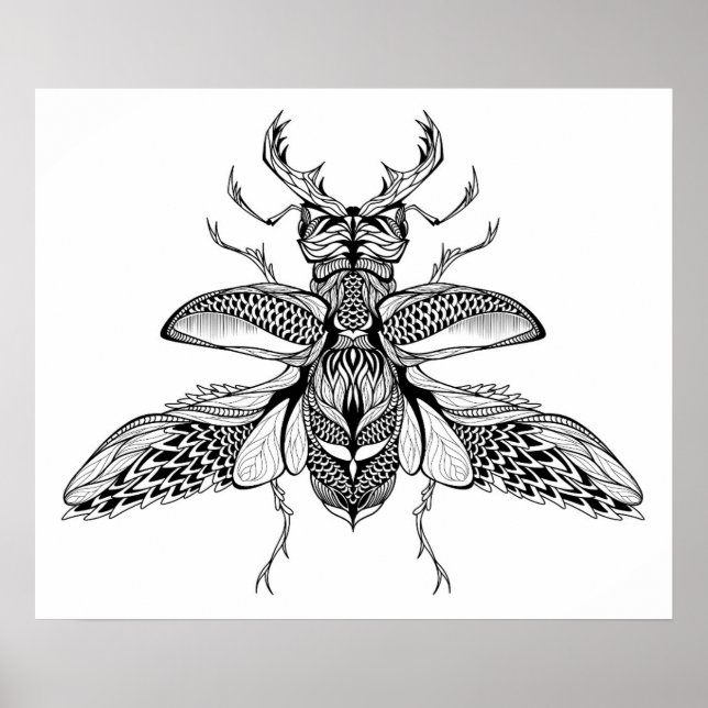 Affiches Stag-Beetle 2 psychédélique inspiré (Devant)