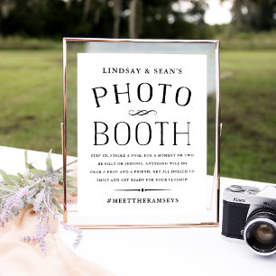 Affiches Stand de photo de mariage noir et blanc vintage