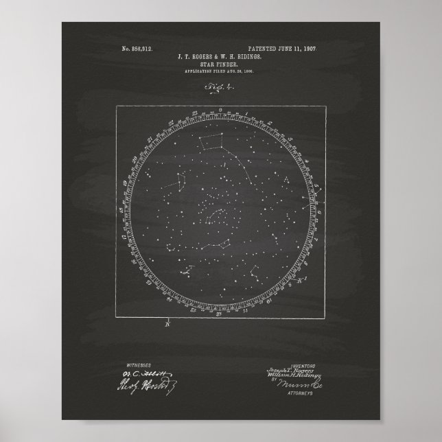 Affiches Star Finder 1907 Patent Art Chalkboard (Devant)