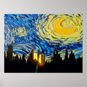 Affiches Starry Night New York Abstrait Sky