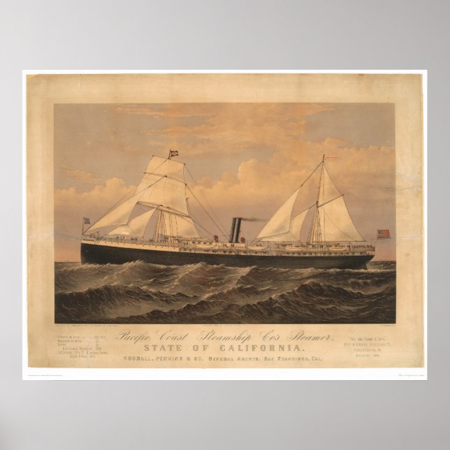 Affiches "State of California" Steamer (1275A) (Devant)