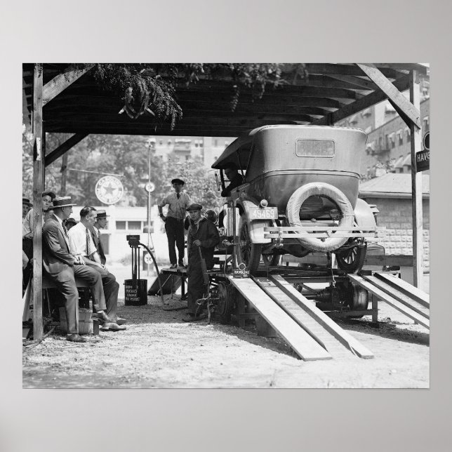 Affiches Station de service automobile, 1924. Photo vintage (Devant)