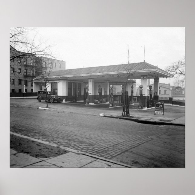 Affiches Station-service Amoco, 1925. Photo vintage (Devant)