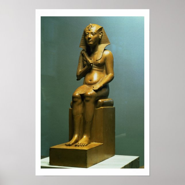 Affiches Statue assise d'un pharaon, Nouveau Royaume (pierr (Devant)