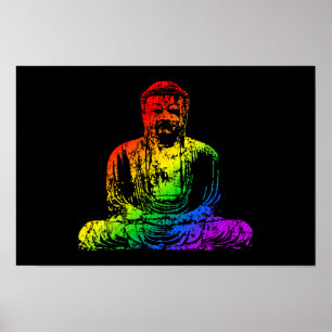 Affiches Statue de bouddha arc-en-ciel