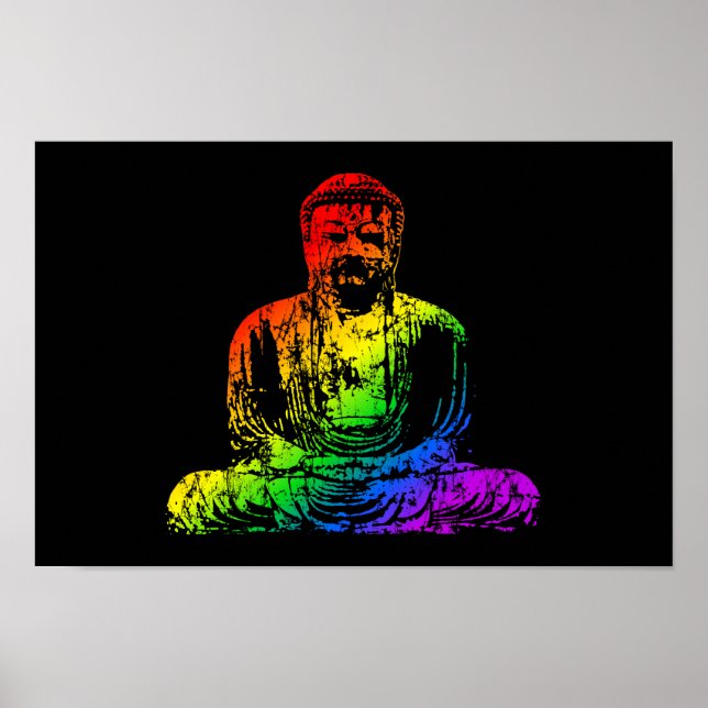 Affiches Statue de bouddha arc-en-ciel (Devant)