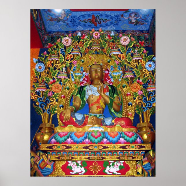 Affiches Statue de la déesse Tara verte de la compassion (Devant)