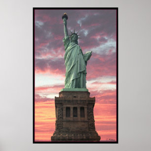 Affiches Statue de la Liberté / coucher du soleil