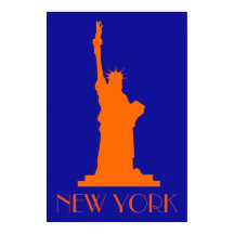 Statue de la Liberté et New York en orange et bleu