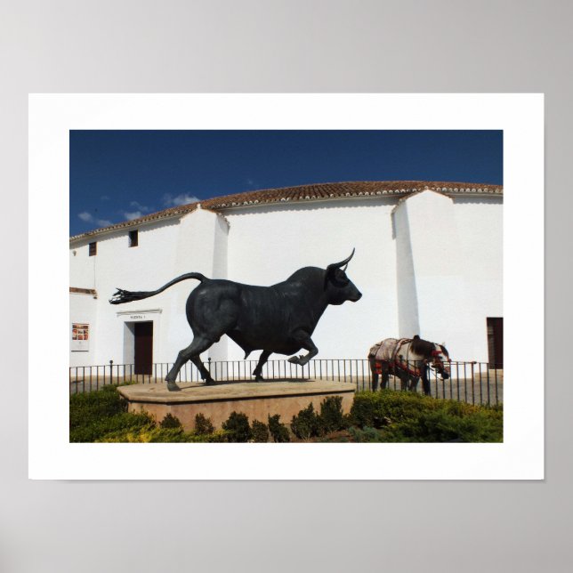 Affiches Statue de taureau et cheval espagnol (Devant)