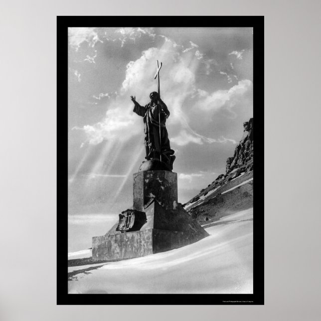 Affiches Statue du Christ dans les Andes 1904 (Devant)