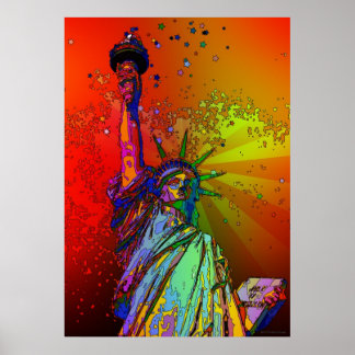 Affiches Statue en couleur arc-en-ciel psychédélique NYC de