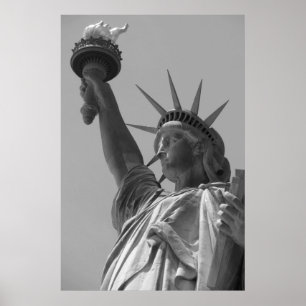 Affiches Statue noire et blanche de Liberty New York