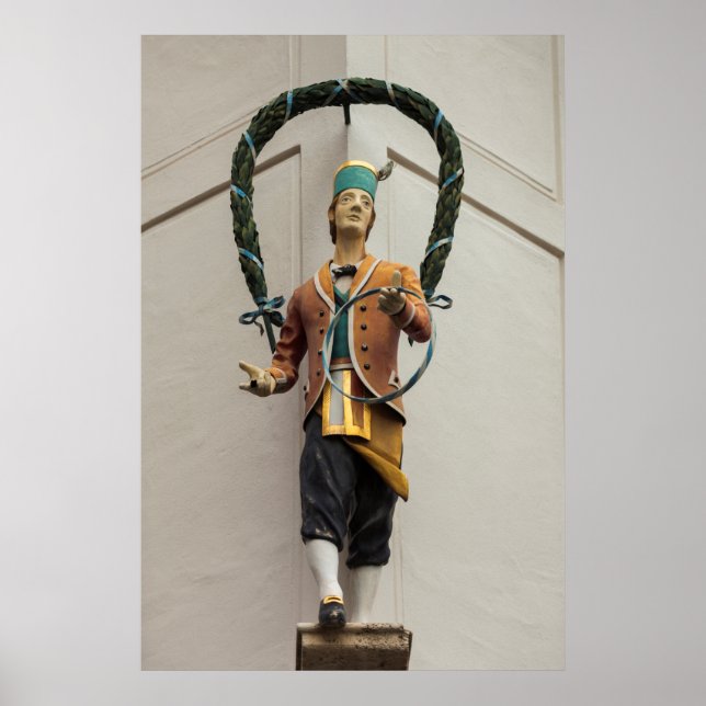 Affiches Statue orne un bâtiment, Bavière (Devant)
