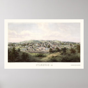 Affiches Staunton, VA Panoramic Map - 1857