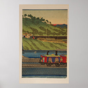 Affiches Steam train at Takanawa seashore, Tokyo panel 2