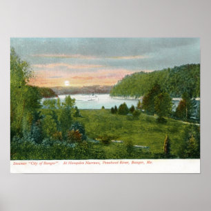Affiches Steamer, Bangor Maine 1908 Vintage