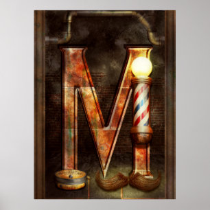 Affiches Steampunk - Alphabet - M est pour Moustache