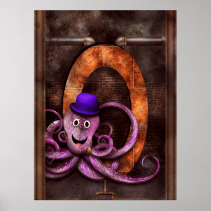 Affiches Steampunk - Alphabet - O est pour Octopus
