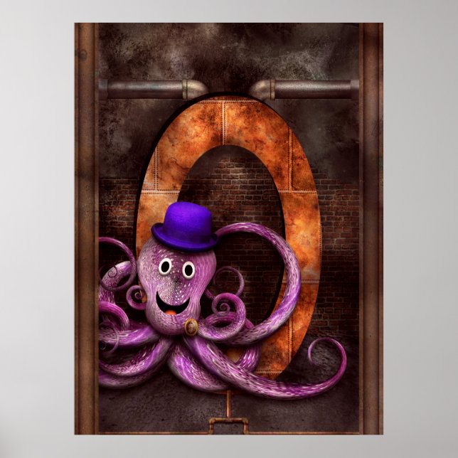 Affiches Steampunk - Alphabet - O est pour Octopus (Devant)