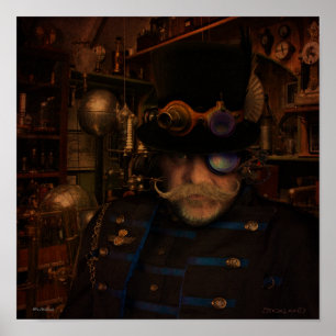 Affiches Steampunk Art - Fantasy Inventor Captain Sean