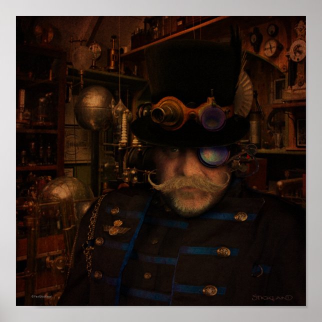 Affiches Steampunk Art - Fantasy Inventor Captain Sean (Devant)