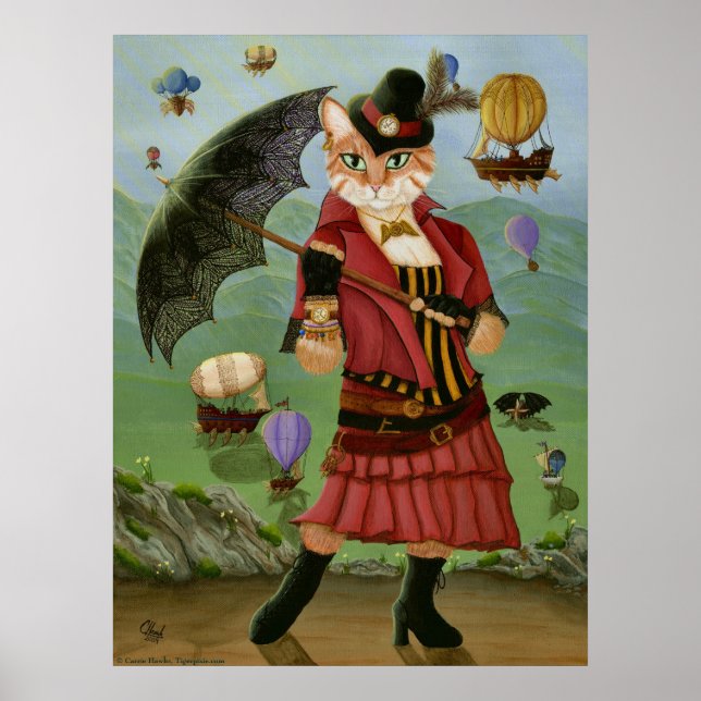 Affiches Steampunk Chat Victorien Portrait Art Gothique Imp (Devant)