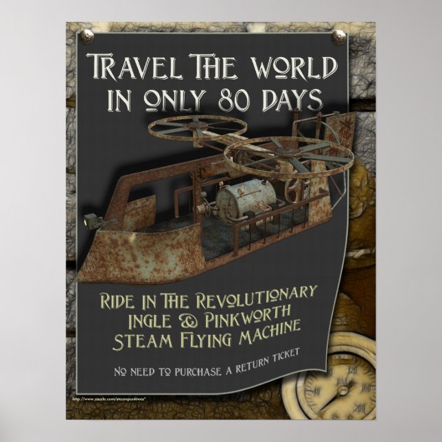 Affiches Steampunk Flying Machine Print (Devant)