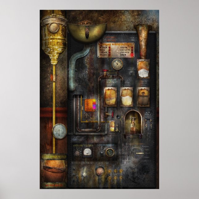 Affiches Steampunk - Tout ça pour une tasse de café (Devant)