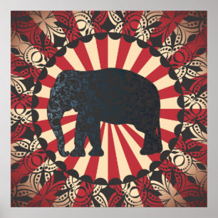 Affiches StellaRoot Vintage Circus Elephant Free Mandarin