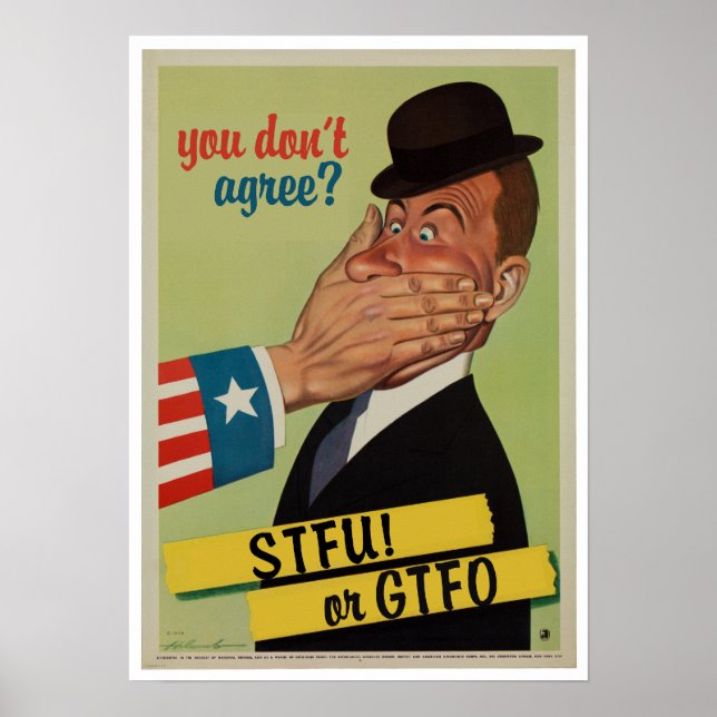 Affiches STFU vintage ou GTFO (Devant)