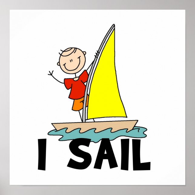 Affiches Stick Figure Boy I Sail (Devant)