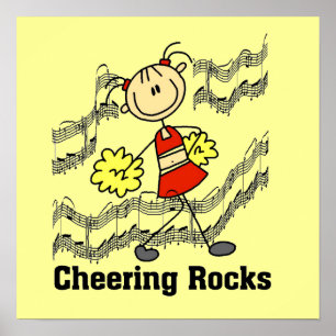 Affiches Stick Figure Cheering Rocks T-shirts et cadeaux