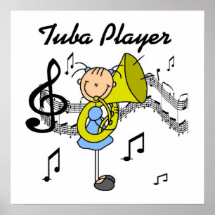Affiches Stick Figure Girl Tuba Player T-shirts et GIfts
